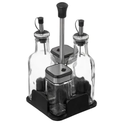 5five Vinagreras, Azucareros, Saleros Y Pimenteros>Aceitera + Vinagrera 4Pzas Vidrio C/Soporte