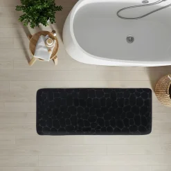 Alfombras De Baño>Alfombra de baño microfibra MEMOIRE negro 45x120cm