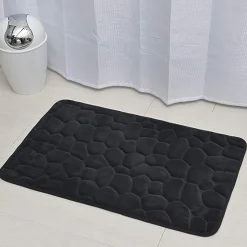 Alfombras De Baño>Alfombra de baño microfibra MEMOIRE negra 50x80cm