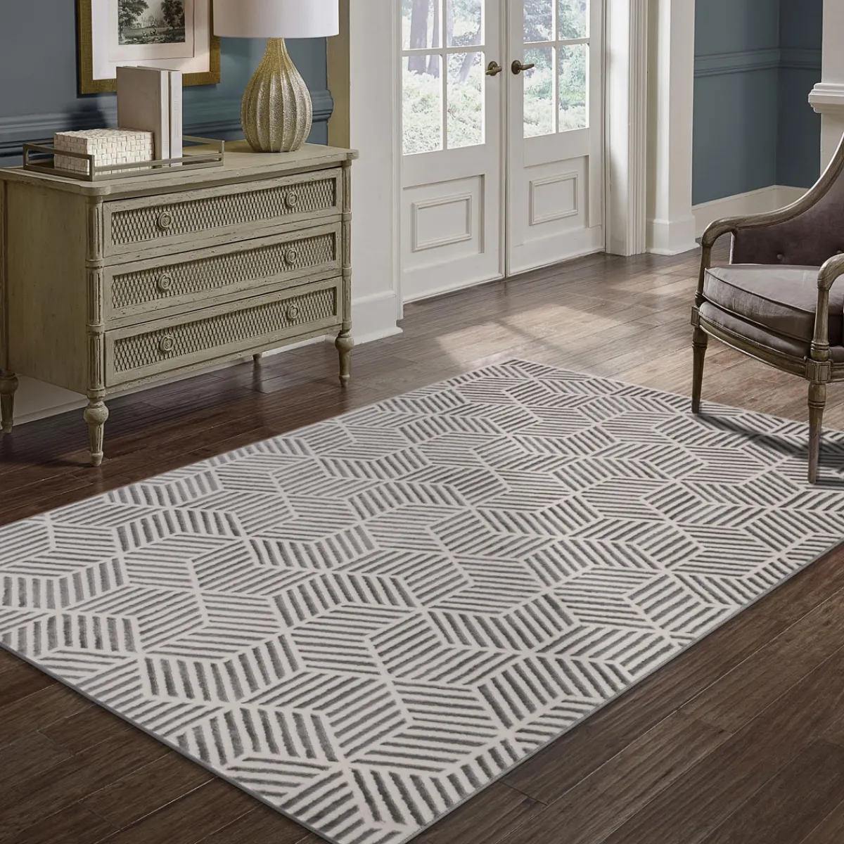 Alfombras Decorativas>Alfombra Zaha Geométrica Gris 200x285Cm