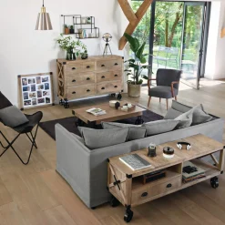 atmosphera Aparadores Y Consolas|Estilo Industrial>Aparador Silas Marrón De Madera Con 6 Cajones