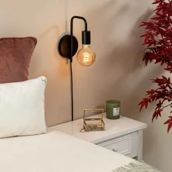 atmosphera Lámparas De Pared>Aplique de pared KELY negro de metal