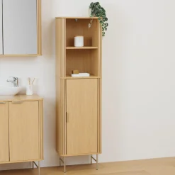 5five Muebles Con Lavabo Y Auxiliares>Armario alto con 1 puerta LIORA marrón