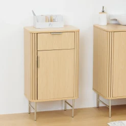 5five Muebles Con Lavabo Y Auxiliares>Armario con 1 puerta y cajón LIORA marrón
