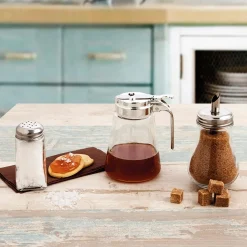 Vinagreras, Azucareros, Saleros Y Pimenteros>Azucarero Vidrio C/Dosif. Metálico