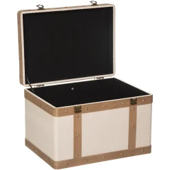 atmosphera Cestas Y Baúles|Estilo Étnico>Baúl Mdf Y Lino Tam. 2/3 44x31.5x29.5Cm