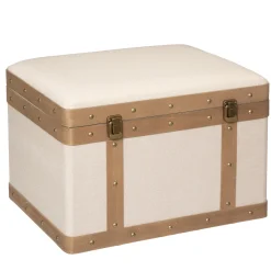 atmosphera Cestas Y Baúles|Estilo Étnico>Baúl Mdf Y Lino 50.5x37x35Cm