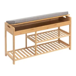 Zapateros>Banco con almacenaje de bambú