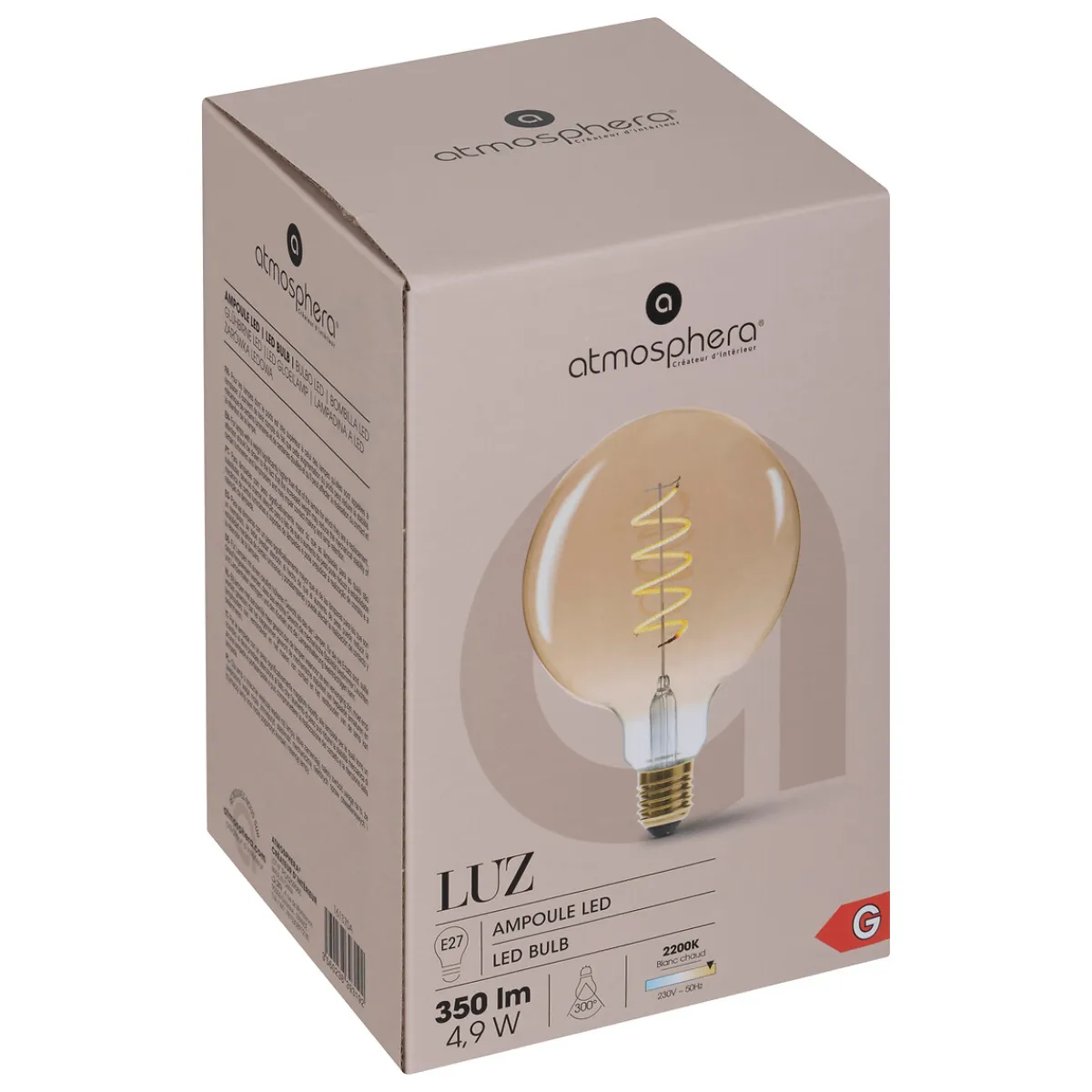 atmosphera Lámparas Y Alargadores>Bombilla VINTAGE ámbar espiral led G125 4.9W E27