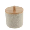 Accesorios De Lavabo>Bote para algodones efecto malla natural