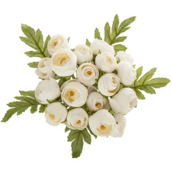 atmosphera Plantas Y Flores Artificiales>Bouquet C/18 Camelias Mini Blancas 30Cm