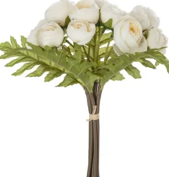 atmosphera Plantas Y Flores Artificiales>Bouquet C/18 Camelias Mini Blancas 30Cm