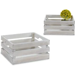 Cestas De Almacenamiento>Caja De Madera Blanca 21x15x11Cm