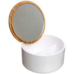 5five Accesorios De Lavabo>Caja P/ Baño Con Tapa De Bambú Y Espejo