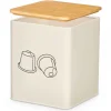 Cajas Y Frascos>Caja para capsulas de café beige con tapa de bambú