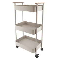 Carros De Soporte>Carrito auxiliar beige con 3 bandejas
