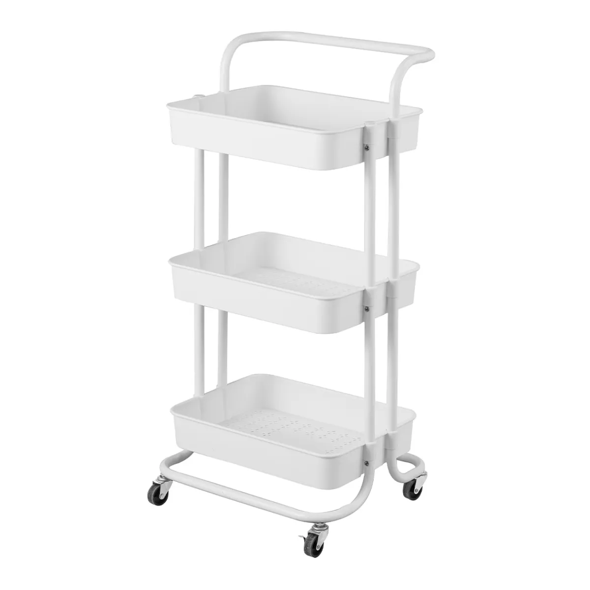 Carros De Soporte>Carrito auxiliar blanco con 3 niveles