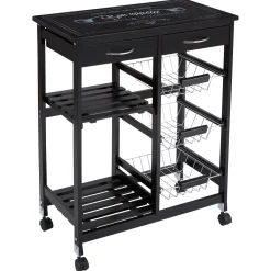 secret d'gourmet Carros De Soporte>Carrito Auxiliar Cocina negro