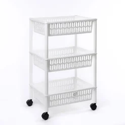 Carros De Soporte>Carrito auxiliar con 3 cestas blanco