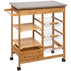 5five Carros De Soporte>Carrito auxiliar de bambú con 3 cajones