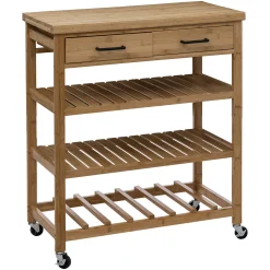 5five Muebles Y Carros De Apoyo>Carrito auxiliar de cocina de bambú c/3 estantes