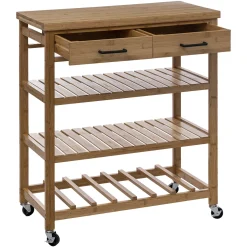 5five Muebles Y Carros De Apoyo>Carrito auxiliar de cocina de bambú c/3 estantes