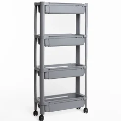 Carros De Soporte>Carrito auxiliar gris extensible con 4 cestos