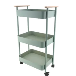 Carros De Soporte>Carrito auxiliar verde con 3 bandejas