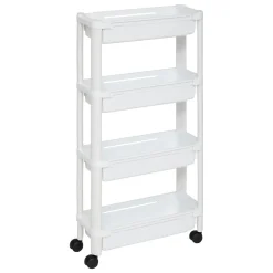 5five Carros De Soporte>Carrito De Cocina Blanco Extensible Con 4 Cestos