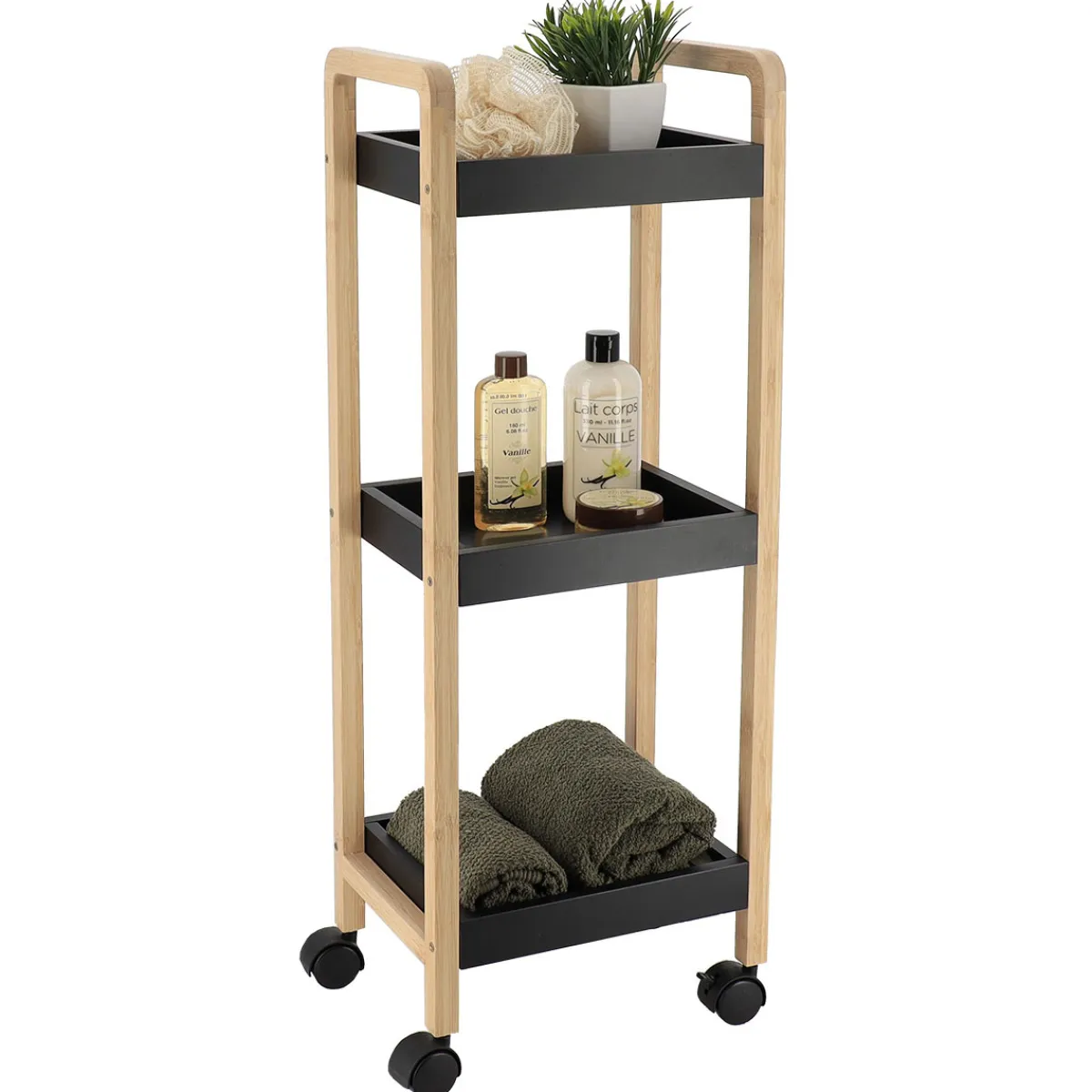 Muebles Con Lavabo Y Auxiliares>Carrito para baño con 3 baldas 79x28.5x21cm