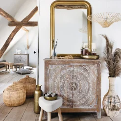 atmosphera Accesorios|Estilo Étnico>Centro de mesa OASIS dorado martillado 30.5cm