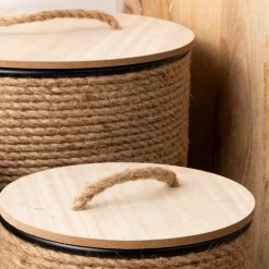 atmosphera Cestas Y Baúles>Cesta con tapa beige 38x25cm