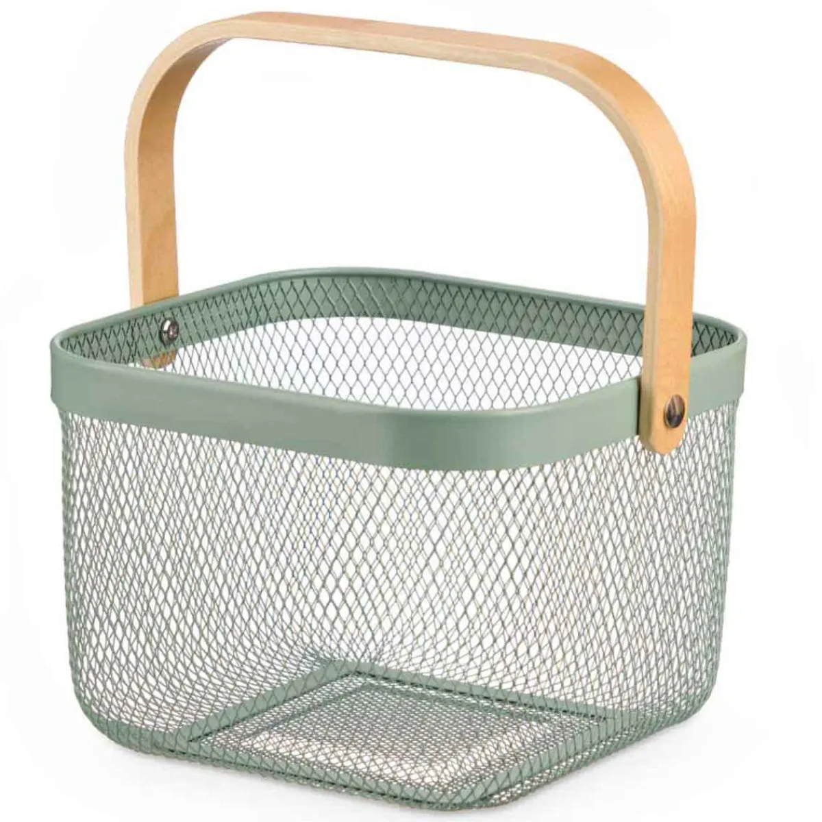 Encimera Y Lavavajillas>Cesta cuadrada de metal verde