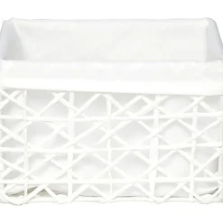 Cestas De Almacenamiento>Cesta de baño blanca forrada con tejido 15x19cm