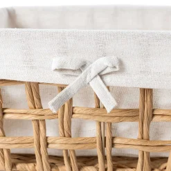 Cestas De Almacenamiento>Cesta de baño natural y lino 24x32cm