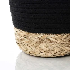 Cestas De Almacenamiento>Cesta de baño negra y natural 22x30cm