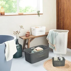 Cestas Y Palanganas>Cesta De Ropa Gris 40L