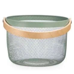 Encimera Y Lavavajillas>Cesta redonda de metal verde 25.5cm