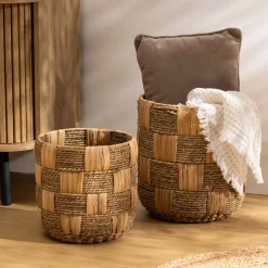 atmosphera Cestas Y Baúles|Estilo Industrial>Cesta redonda NADI marrón de yute 24cm