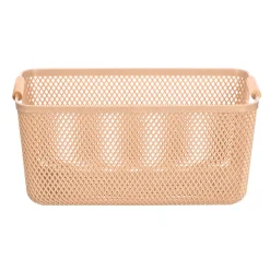 Cestas Y Palanganas>Cesto beige con asa de bambú 36x22cm