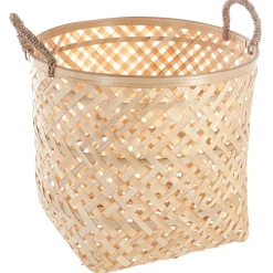 atmosphera Cestas Y Baúles>Cesto De Bambú Natural Con Asas 35x35Cm