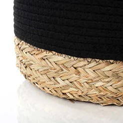 Cestas De Almacenamiento>Cesto de baño negro y natural 25x32cm