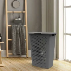 Cestas Para La Ropa Sucia>Cesto De Ropa Con Tapa Gris 50L