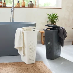 Cestas Para La Ropa Sucia>Cesto de ropa PIXEL blanco con tapa 40l