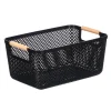 Cestas Y Palanganas>Cesto negro con asa de bambú 36x22cm