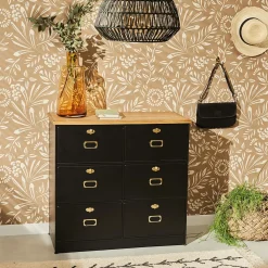 atmosphera Estantes Y Cómodas|Estilo Contemporaneo>Cómoda Ivan Negra Con 6 Cajones