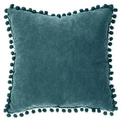 atmosphera Cojines Y Fundas Decorativas>Cojín Azul Con Pompones 40x40Cm