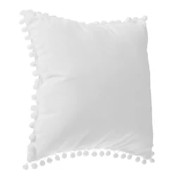 atmosphera Cojines Y Fundas Decorativas>Cojín Blanco Con Pompones 40x40Cm