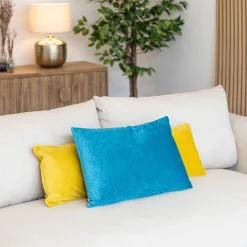 atmosphera Cojines Y Fundas Decorativas>Cojín Dolce De Terciopelo Azul 38x58Cm