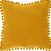 atmosphera Cojines Y Fundas Decorativas>Cojín Ocre Con Pompones 40x40Cm
